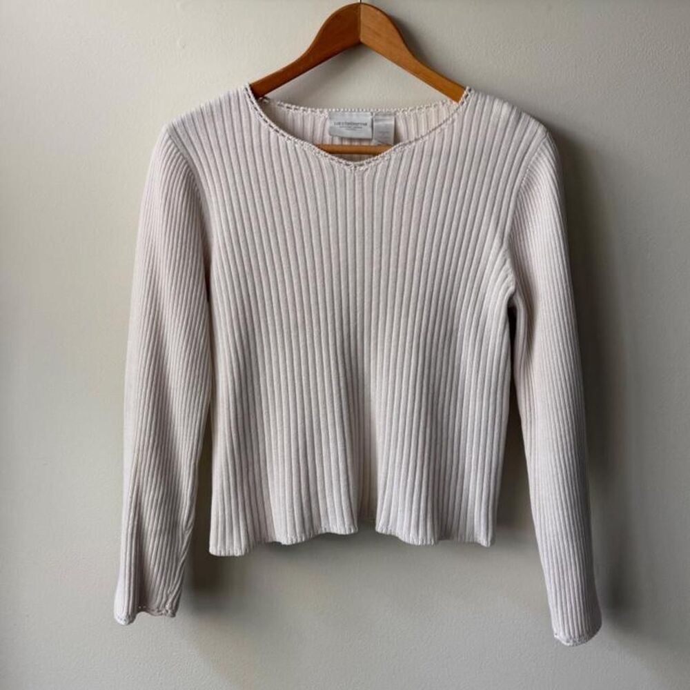 Vintage Liz Claiborne cream ribbed cropped top